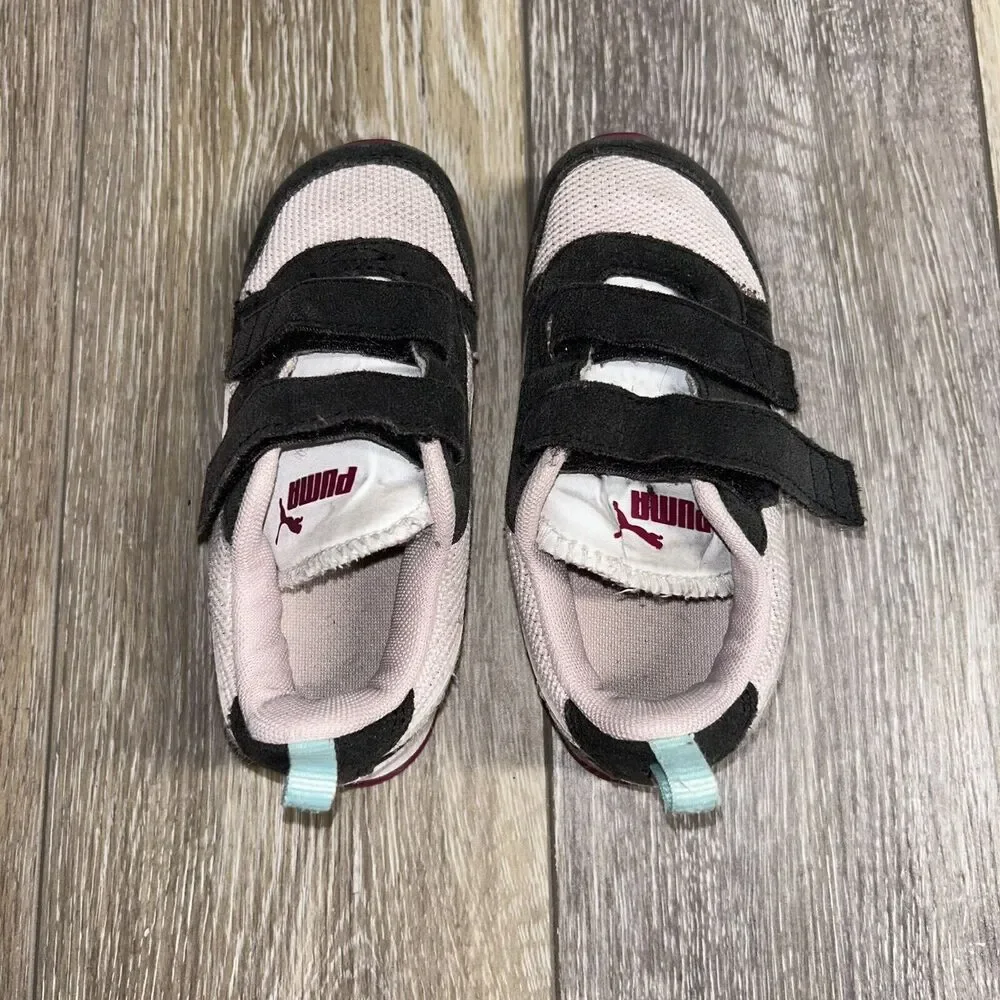 Puma Kids Youth US Size 10C - R78 V 373618-20 Pink Black Red Sneaker Shoes